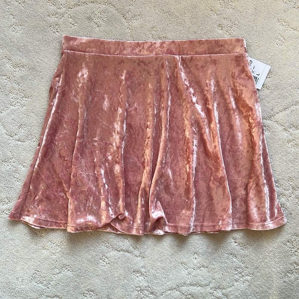 NWT Velour Pink High Waisted Skirt, Juniors Large